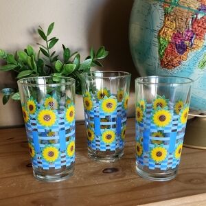 Vintage Firna Sunflower Drinking Glass